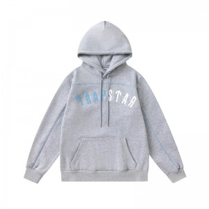Grey Trapstar Blue-White Logo Men's Hoodies Canada | IPWLQ-1723