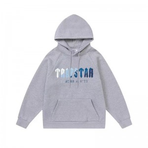 Grey Trapstar Blue Logo Men's Hoodies Canada | CAUWK-4029