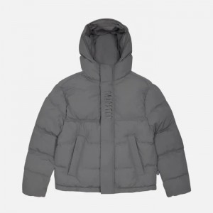 Grey Trapstar Decoded Hooded Padded Men's Puffer Jackets Canada | PRAVT-2459