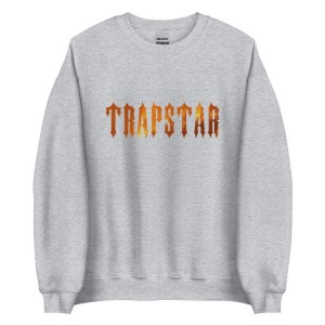 Grey Trapstar Fire Logo Men's Sweatshirts Canada | ARGFB-5392
