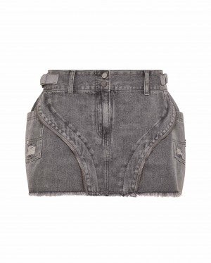 Grey Trapstar Irongate T Denim Zip Detail Mini Women's Skirts Canada | AFYNU-4396