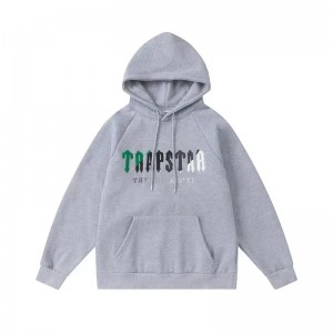 Grey Trapstar It’s A Secret Green-Gray Logo Men's Hoodies Canada | UCOMB-7159