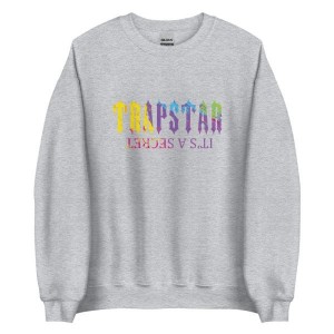 Grey Trapstar It’s A Secret Paint Pattern Men's Sweatshirts Canada | BJIOW-7540