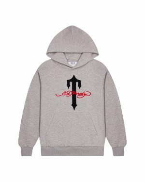 Grey Trapstar x Ed Hardy Men's Hoodies Canada | XTKOE-2418