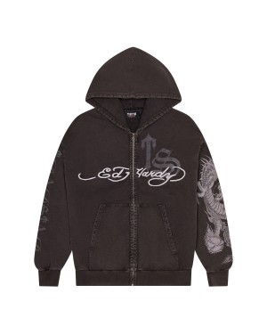 Grey Trapstar x Ed Hardy Script Men's Hoodies Canada | VUGPK-2610