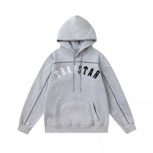 Grey Trapstar White-Black Logo Men's Hoodies Canada | TENZK-5042