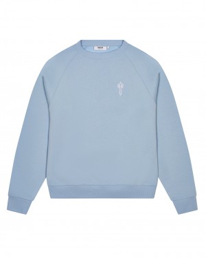 Light Blue Trapstar Foundation Crew Men's Sweatshirts Canada | TDJPX-7245