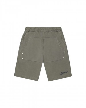Olive Trapstar Hyperdrive Reinforced Rivet Men's Shorts Canada | ZNTIR-4893