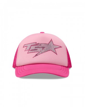 Pink Trapstar TS Star Diamante Trucker Women's Caps Canada | JBGZO-4025