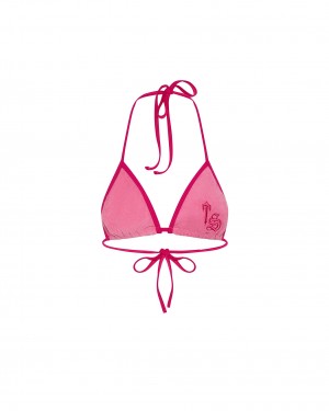 Pink Trapstar Terry Script Women's Bikini Top Canada | DEHXR-5962