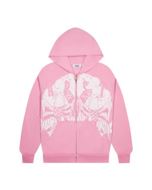 Pink Trapstar x Ed Hardy Irongate Zip Through Men's Hoodies Canada | OEMXQ-2903