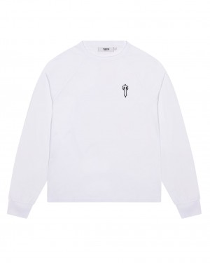White Trapstar Foundation LS Men's T-shirts Canada | UKDFT-6581