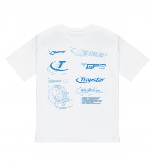 White Trapstar Hyperdrive Odyssey Men's T-shirts Canada | KVOAE-2708