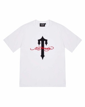 White Trapstar X Ed Hardy Ironagte Men's T-shirts Canada | SVWPM-7693