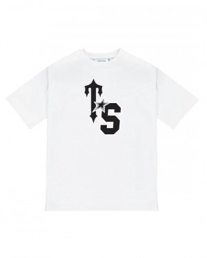 White / Black Trapstar Ts Star Men's T-shirts Canada | NAJHP-6518