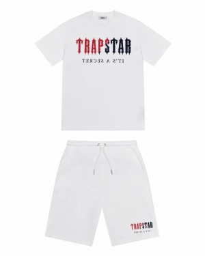 White / Red Trapstar Chenille Decoded Men's Short Set Canada | FPROB-1256