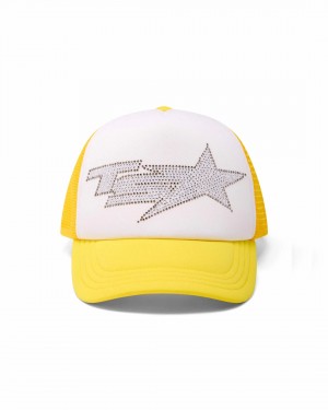 Yellow Trapstar TS Star Diamante Trucker Women's Caps Canada | QUPFB-1028